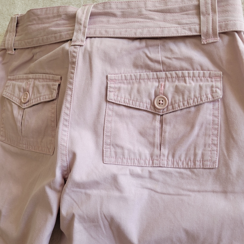 Vintage Y2K Mossimo Cropped Utility Lowrise Pants with Belt Blush Pink  *sz 9* - Picture 13 of 16